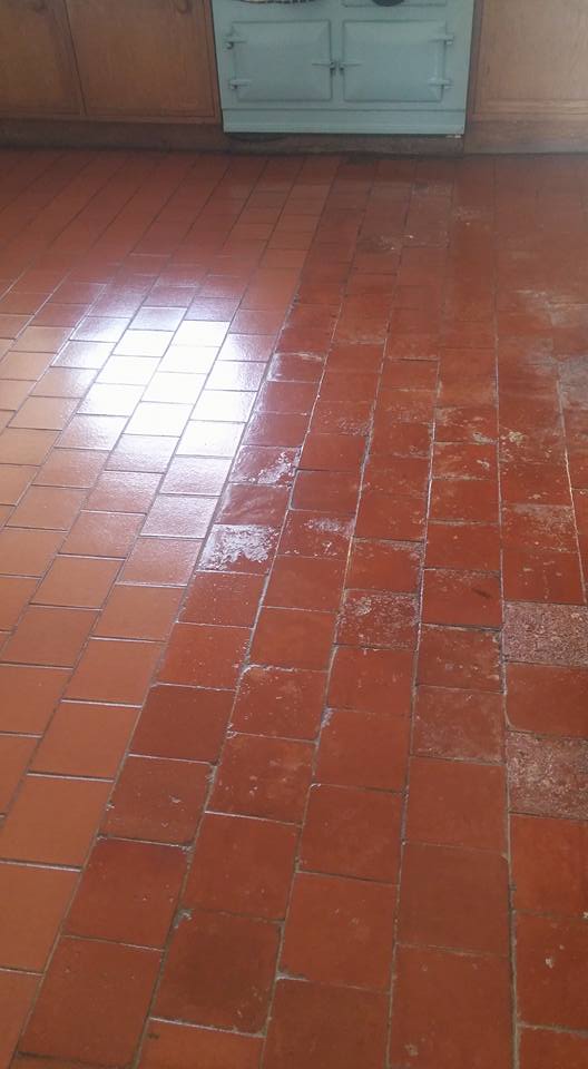 Old Quarry Tiled Farmhouse Floor Rackenford After Cleaning