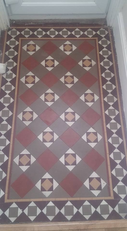 Small Victorian Tiled Vestibule Exmouth Before Cleaning