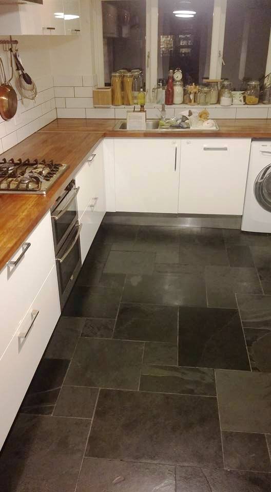 Kitchen Slate Tiled Floor Honiton After