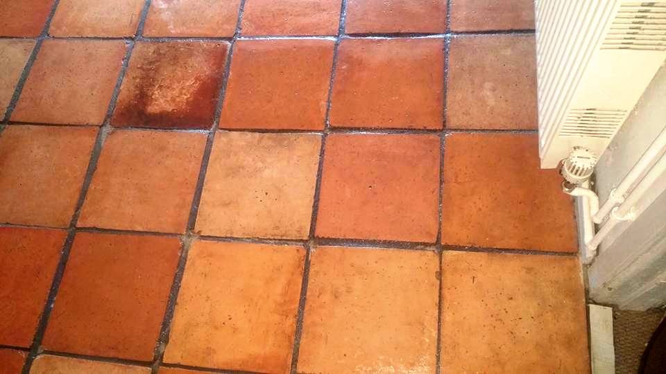 Terracotta Tiled Floor in Lympstone After Cleaning