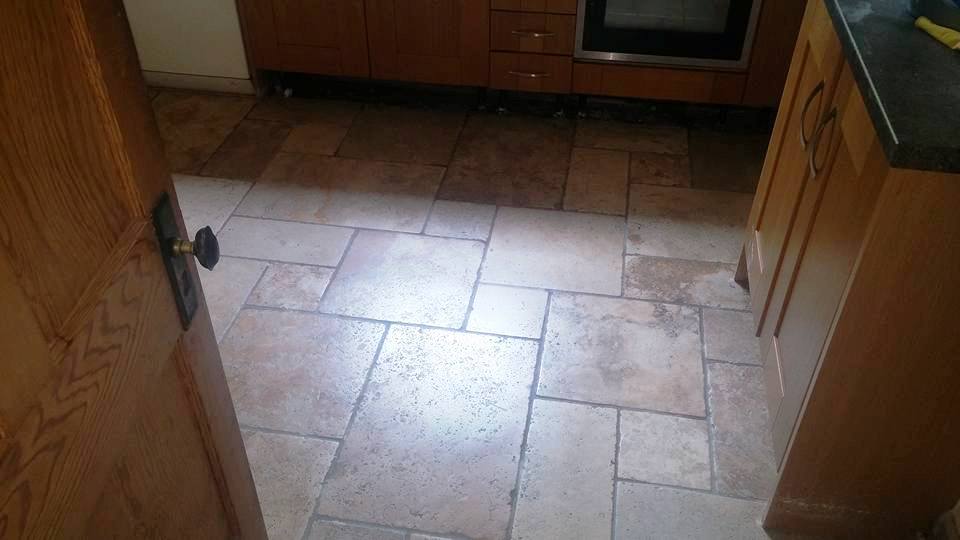 Unfilled Travertine Floor Exeter After Burnishing