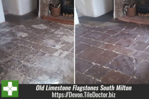 Centuries Old Limestone Flagstones Resurfaced and Restored in South Milton