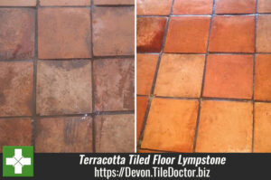 Terracotta Tiled Floor Transformed with a Deep Clean and Seal in Lympstone