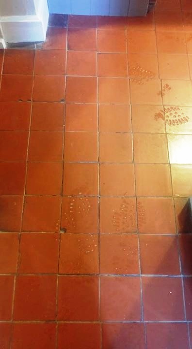 Quarry Tiled Kitchen Floor Before Cleaning South Molton