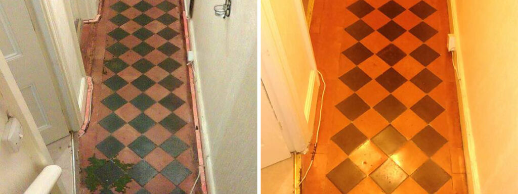 Victorian Tiled Hallway Barnstaple Before and After restoration