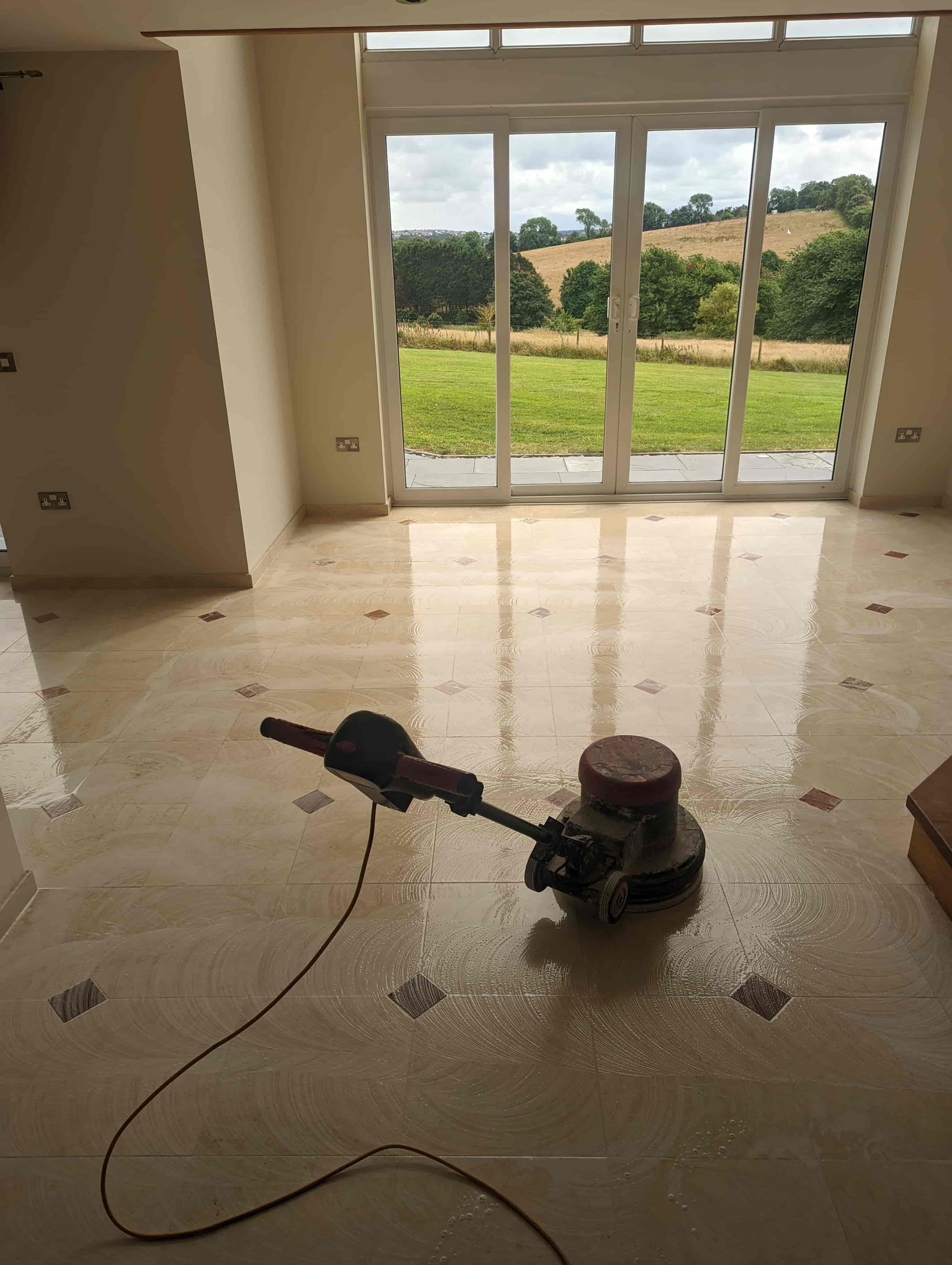Marble Floor During Polishing Lympstone Devon