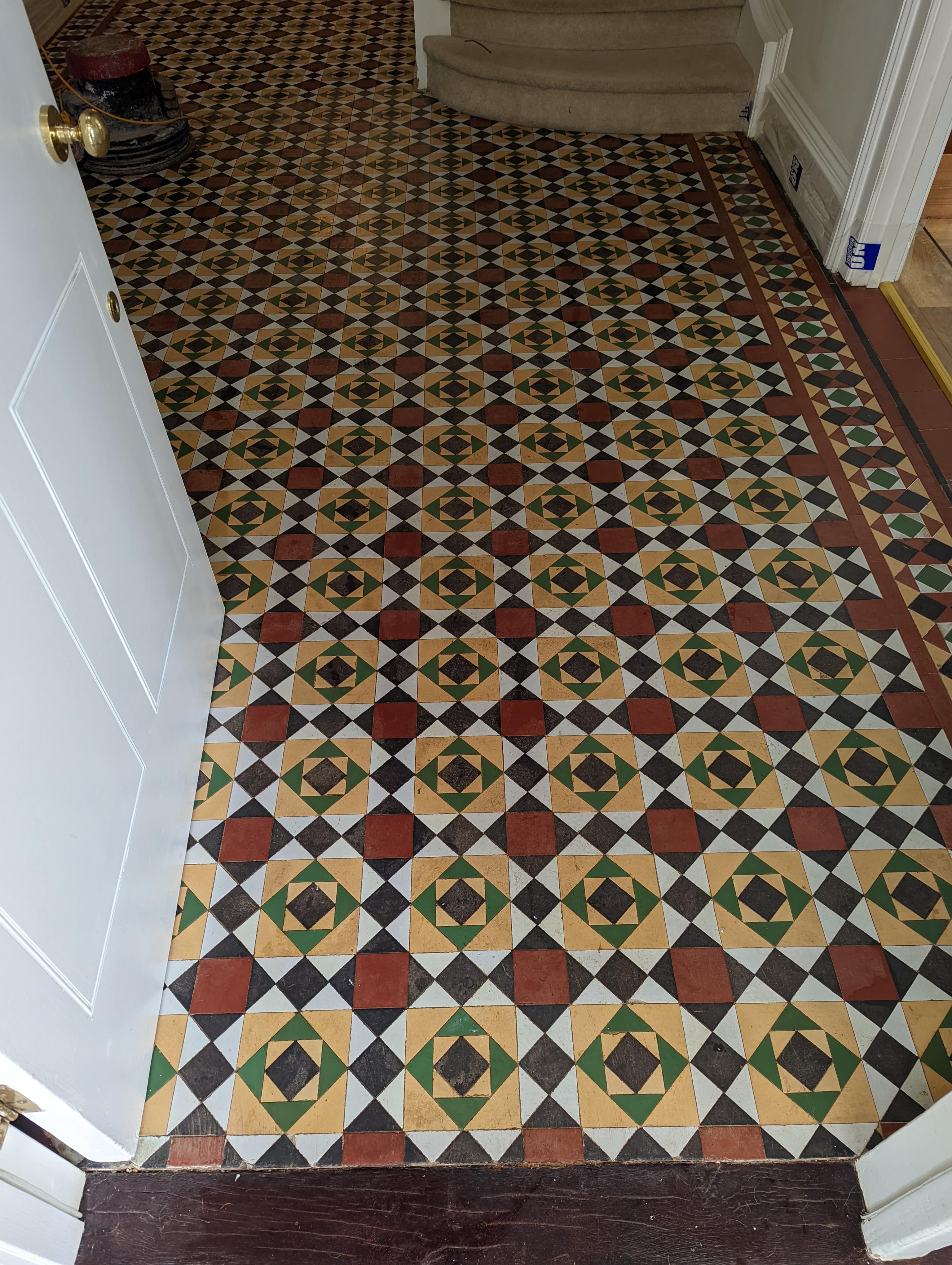 Victorian Tiled Hallway Exmouth Before Cleaning
