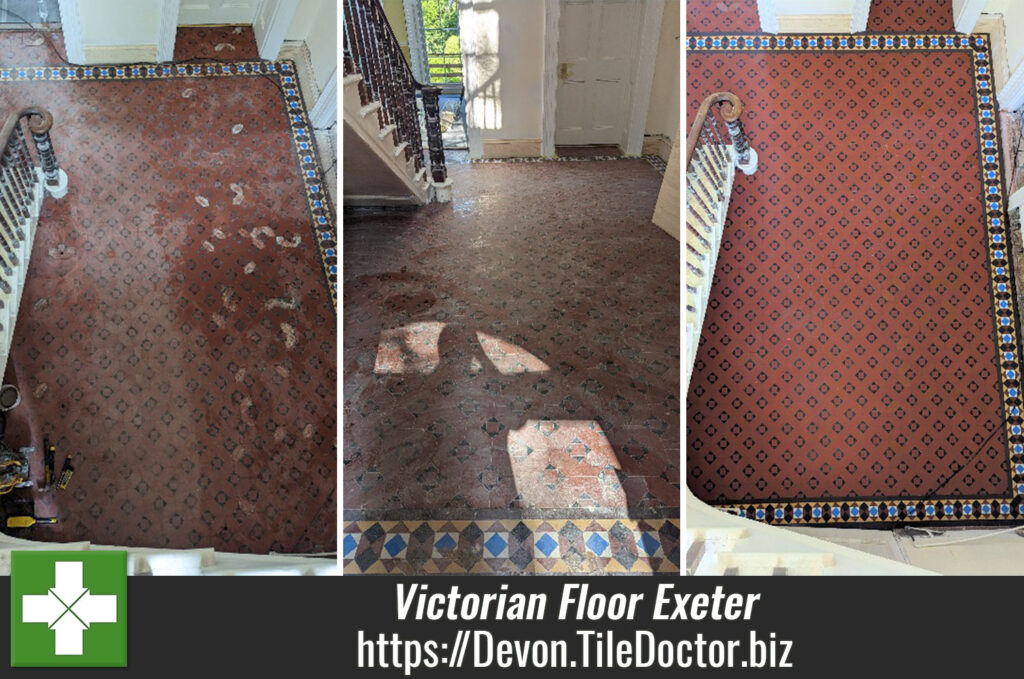 Victorian Tiled Hallway Floor Restoration Exeter Hotel