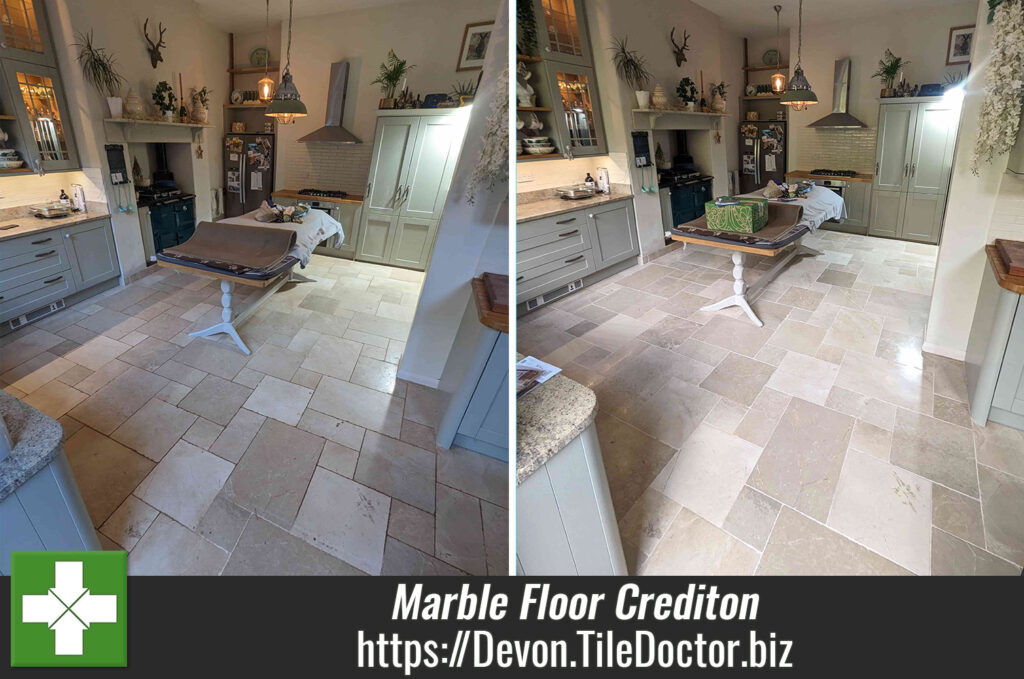 Marble Tile and Grout Cleaned and Polished in Crediton Devon