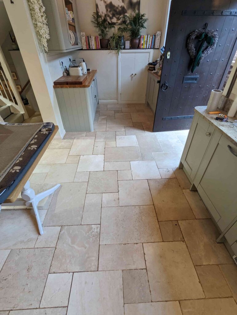 Marble Tiled Kitchen Floor Before Cleaning Crediton