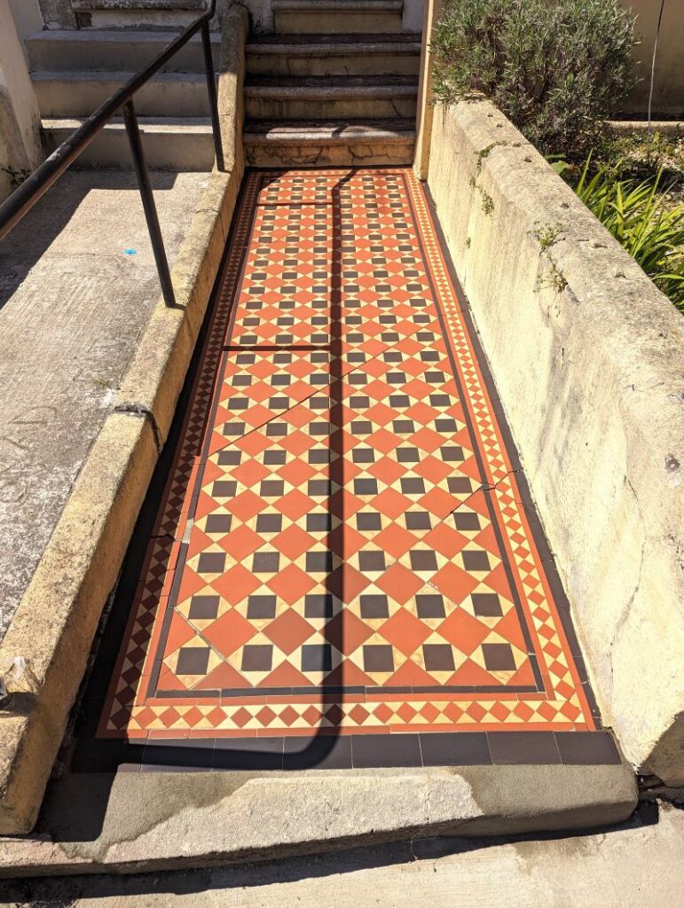 Victorian Tiled Path After Restoration Kingsbridge Devon