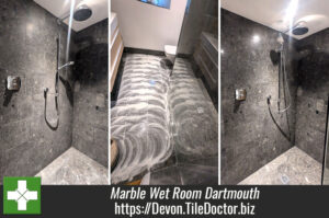 Viakal Damaged Marble Tiled Wet Room Restoration Dartmouth